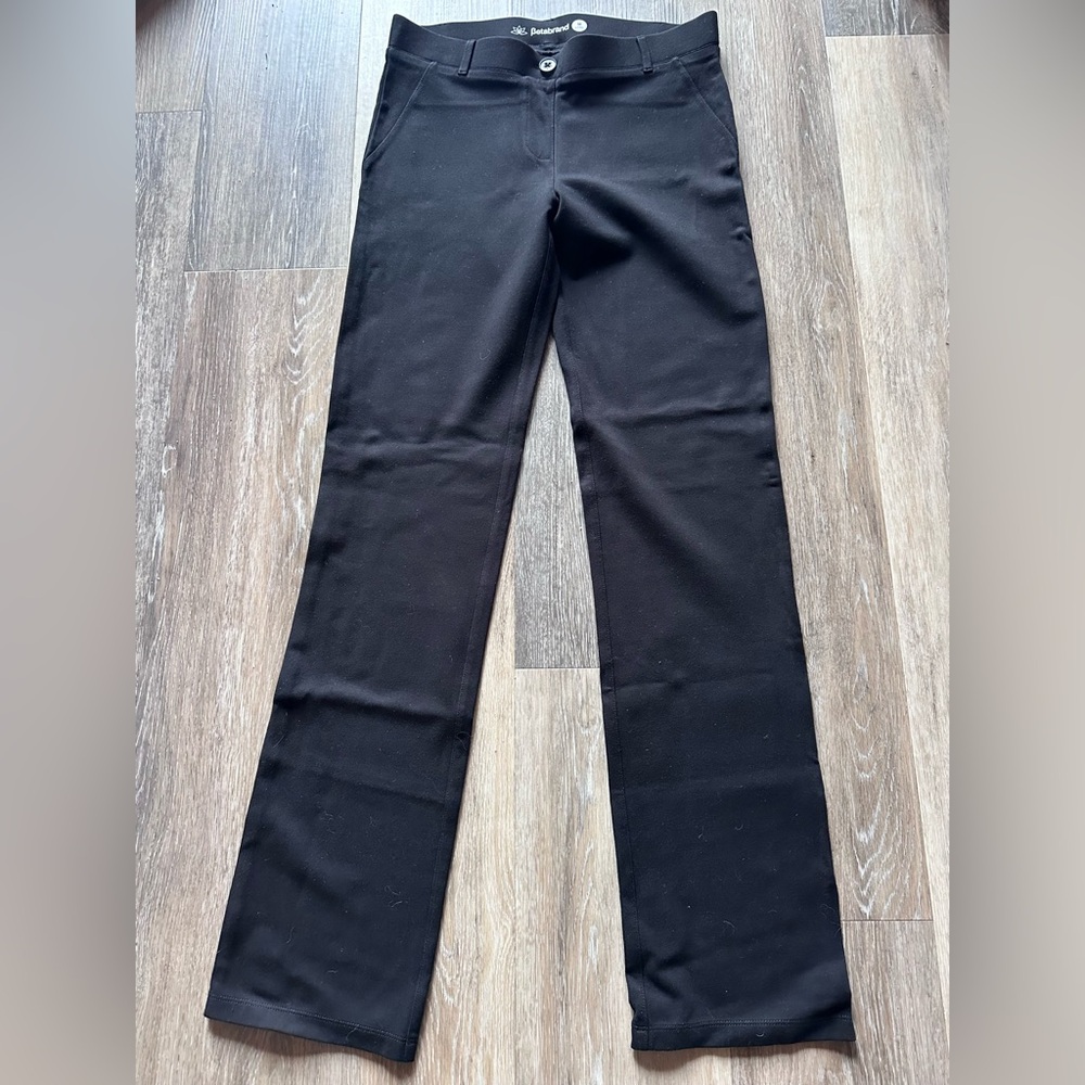 Betabrand straight leg black pants